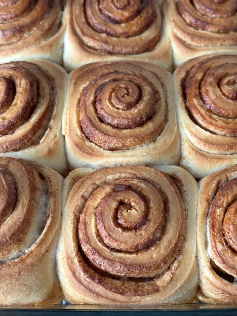 Baked sourdough cinnamon rolls
