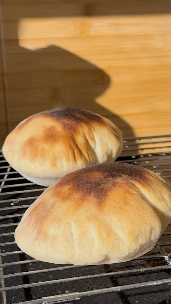 Freshly baked sourdough pita bread